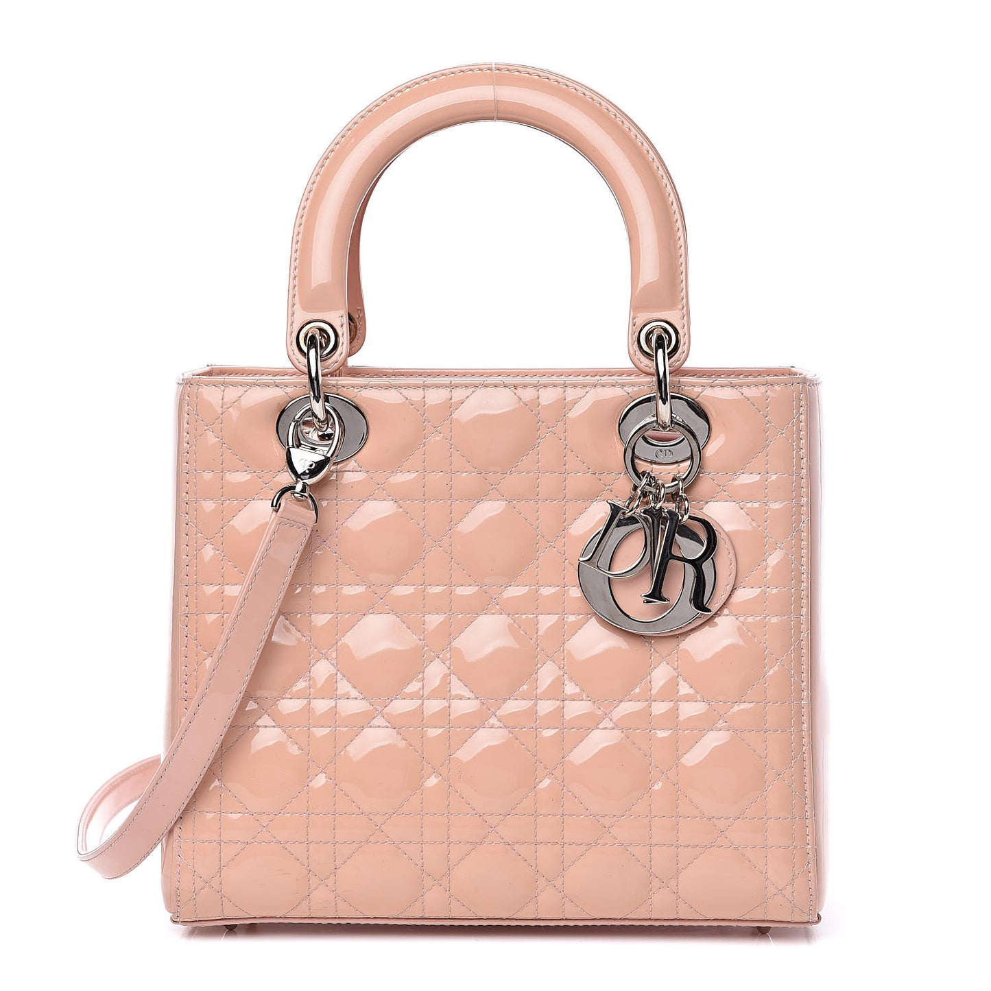 Patent Cannage Medium Lady Dior Pale Pink