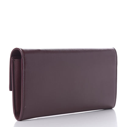 Saint Laurent Calfskin Bellechasse Flap Clutch Burgundy 3 of 8
