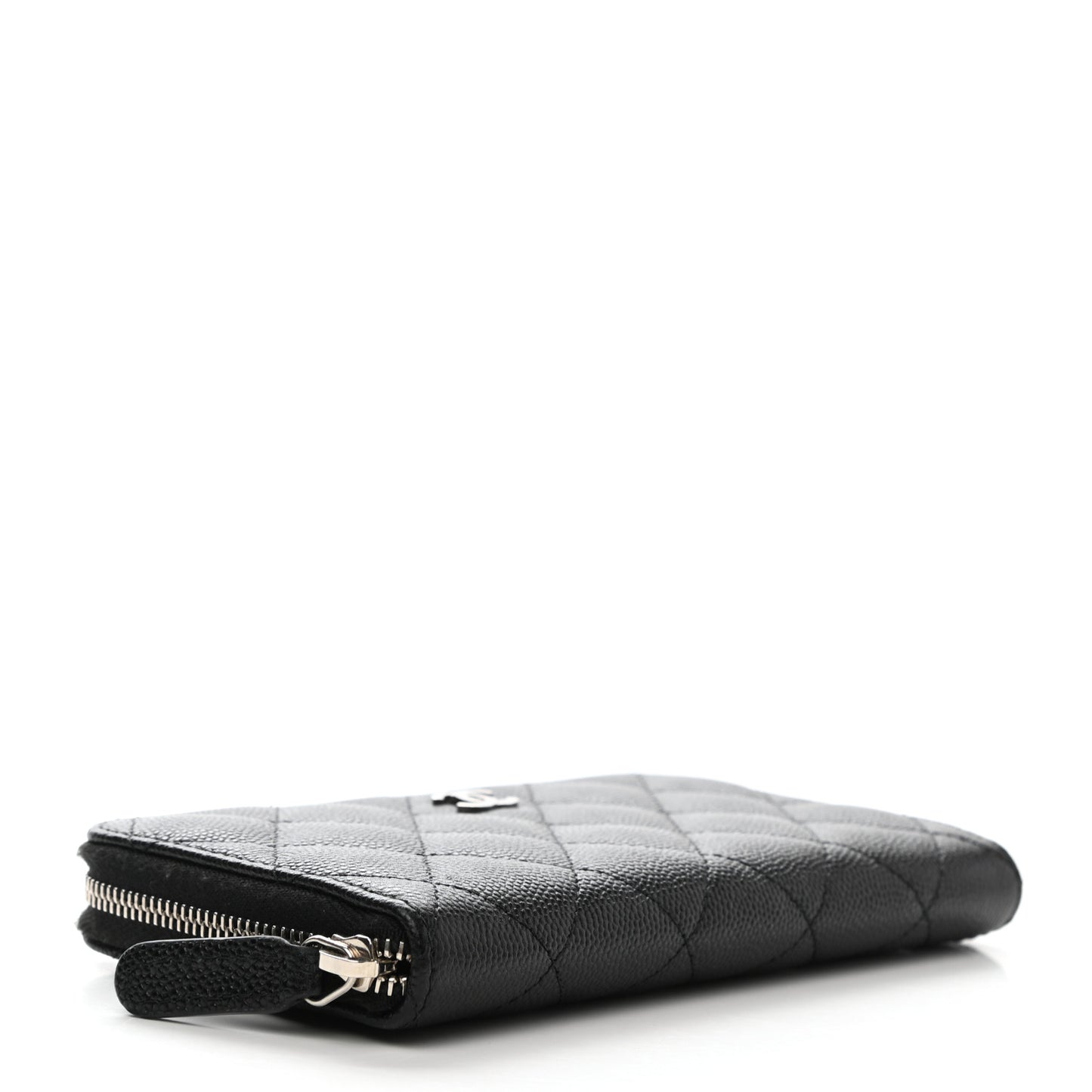 Caviar Quilted Medium Zip Around Wallet Black