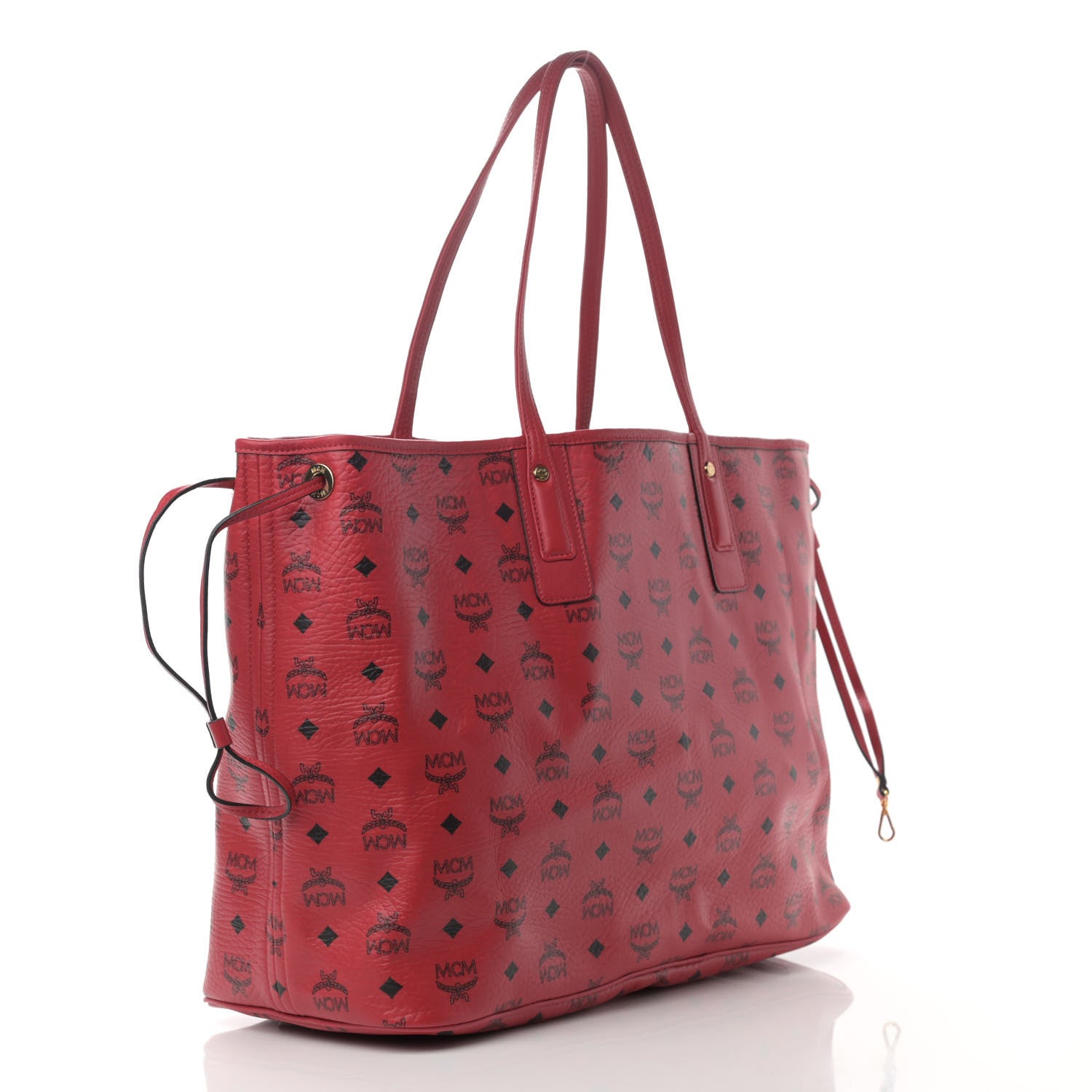 MCM Visetos Large Liz Reversible Shopper Tote Ruby Red 4 of 15