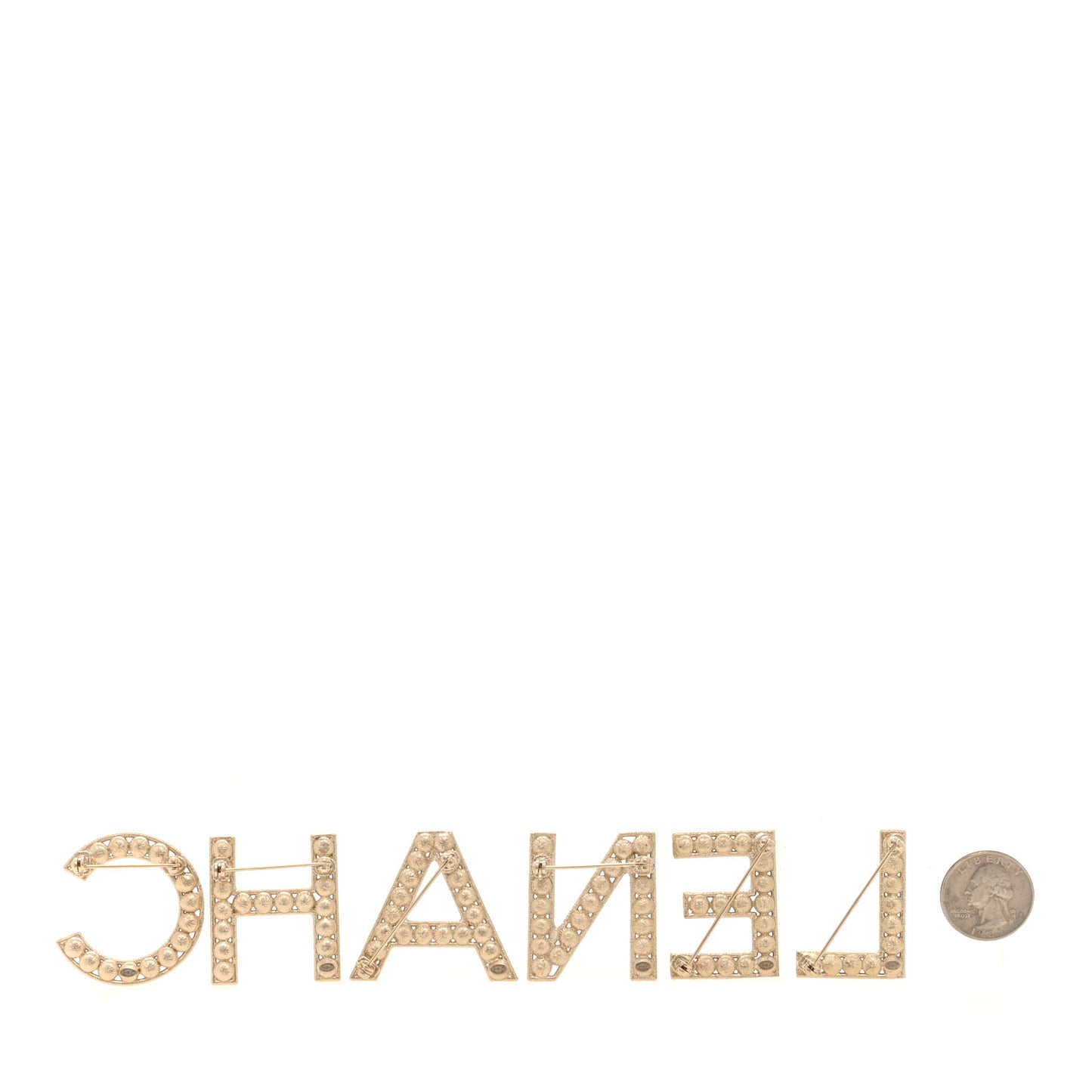 Crystal Cha-Nel Logo Brooch Set Gold
