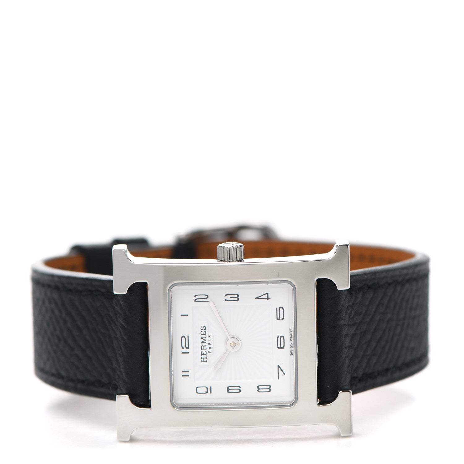 Hermes Stainless Steel Epsom 21mm Heure H Hour Quartz Watch Noir 4 of 10