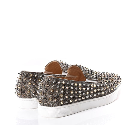 Christian Louboutin Glitter Chain Spikes Womens Roller Boat Flat 38.5 Roche Multicolor 4 of 8