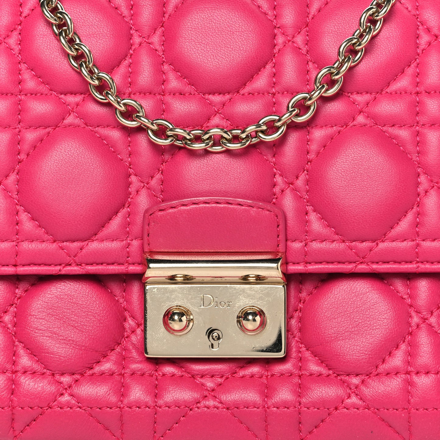 Lambskin Cannage Miss Dior Promenade Pouch Fuchsia
