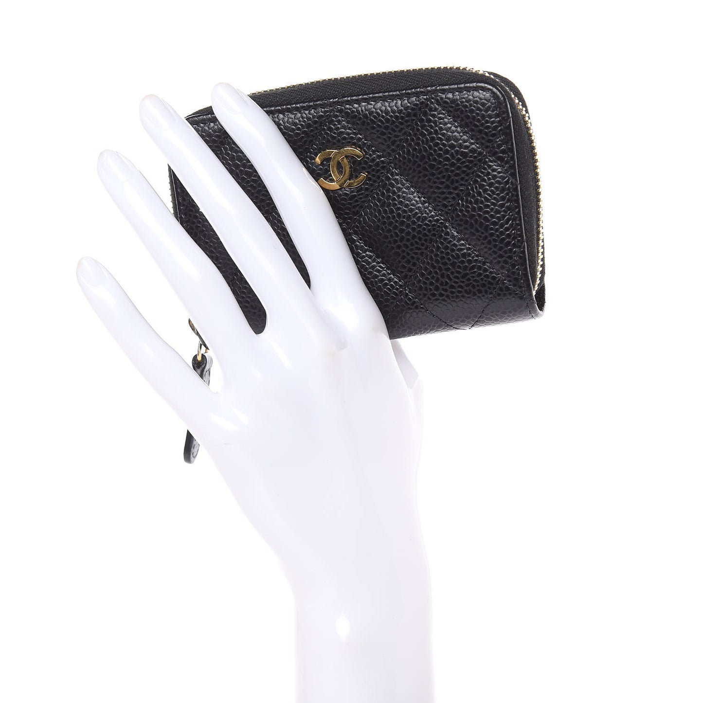 Caviar Quilted Zip Coin Purse Black