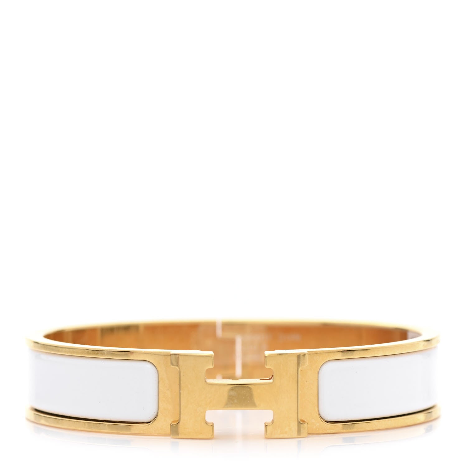 Hermes Enamel Narrow Clic Clac H Bracelet PM White 1 of 4