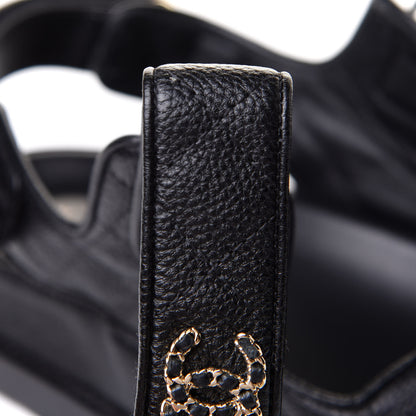 Chanel Grained Calfskin Velcro Dad Sandals 38 Black 10 of 17