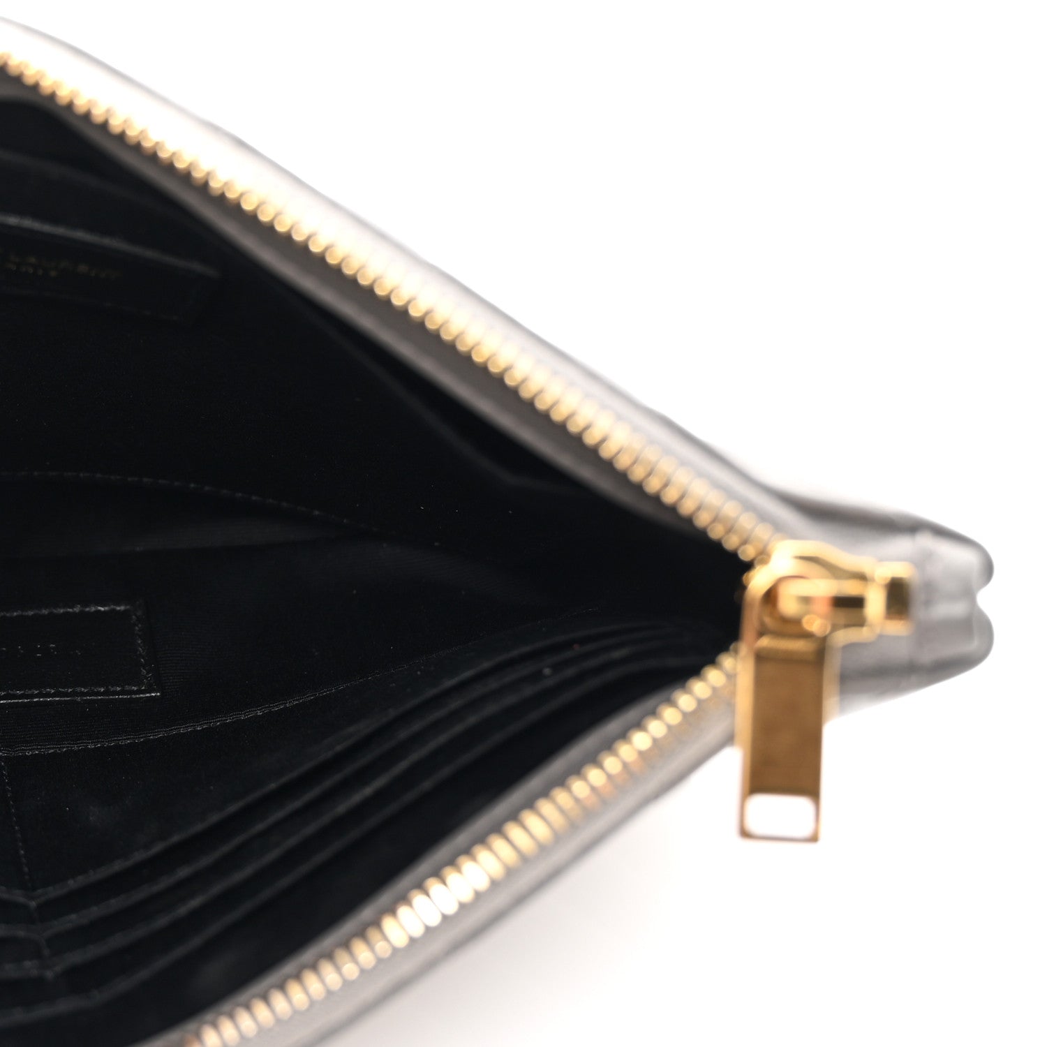 Saint Laurent Calfskin Matelasse Chevron Monogram A5 Wristlet Dark Smog 5 of 7