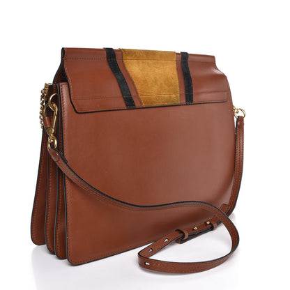 Chloe Suede Calfskin Patchwork Medium Faye Shoulder Bag Tobacco 3 of 8