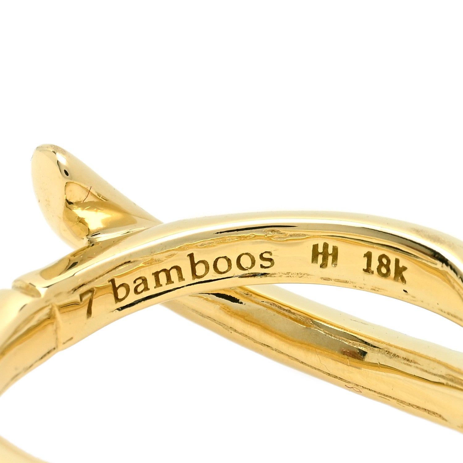 John Hardy 18K Yellow Gold Diamond Bamboo Criss Cross Band Ring 52 6 4 of 4