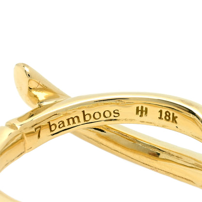 John Hardy 18K Yellow Gold Diamond Bamboo Criss Cross Band Ring 52 6 4 of 4