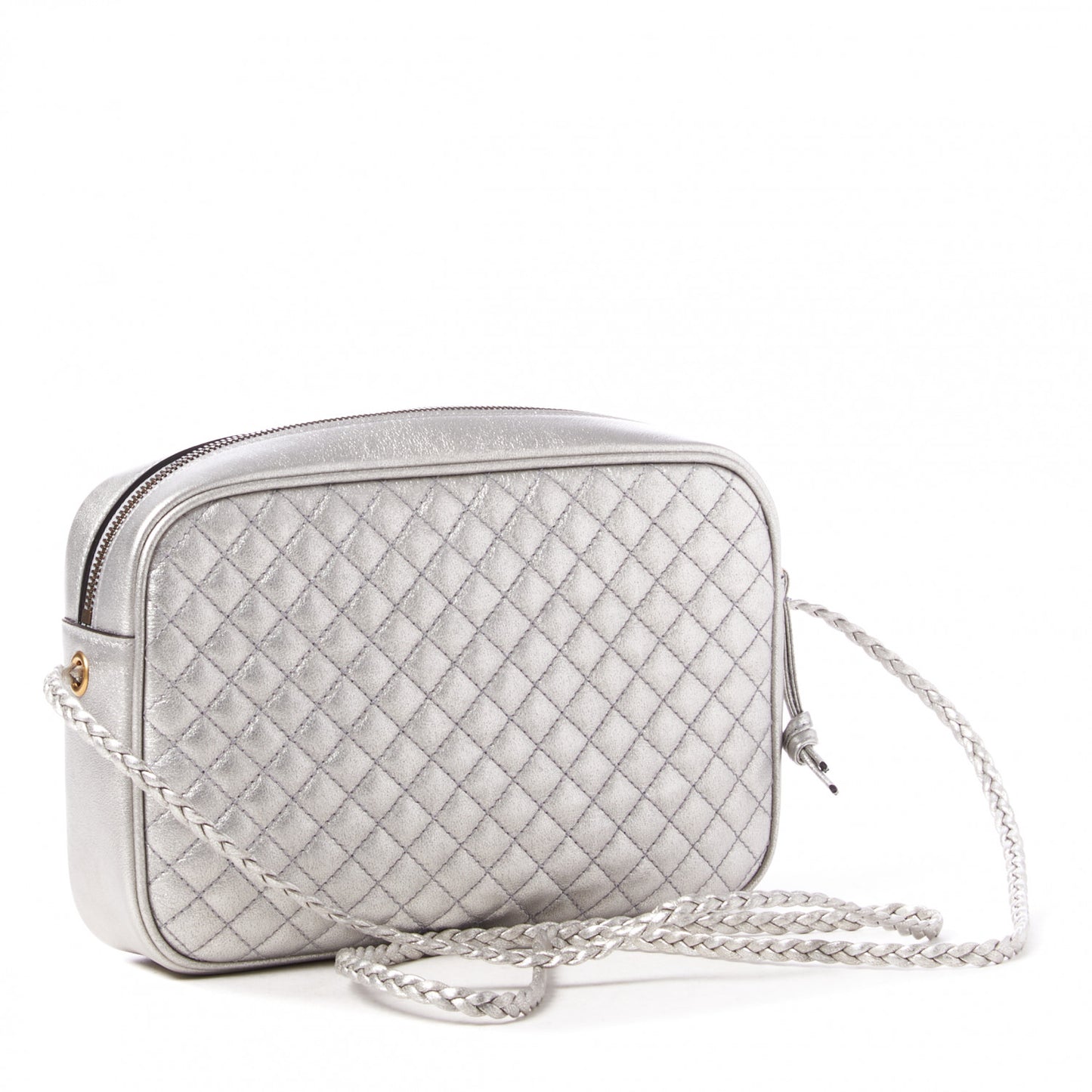 Laminated Nappa Web Trapuntata Small GG Shoulder Bag Argento