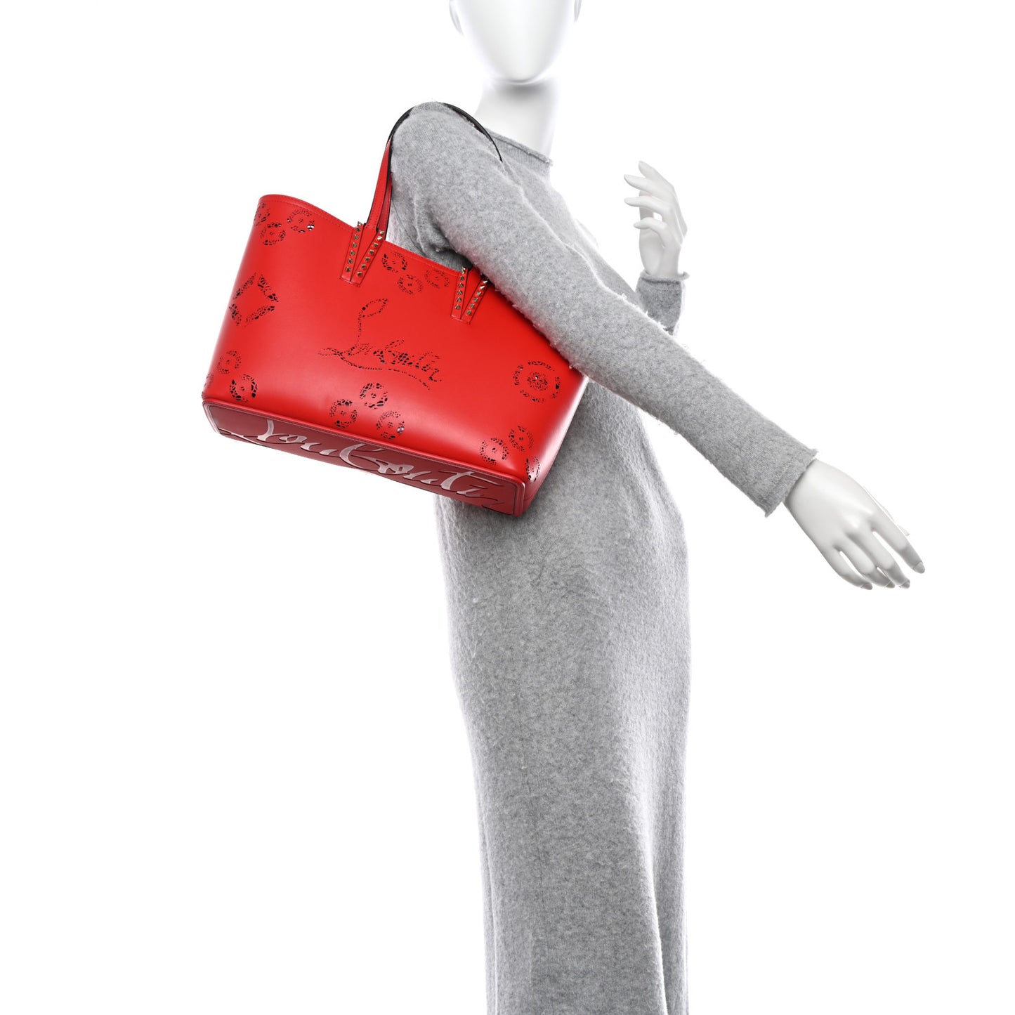 Calfskin Loubinthesky Perforated Small Cabata Tote Ole