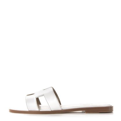 Hermes Box Calfskin Oran Sandals 37 White 1 of 8