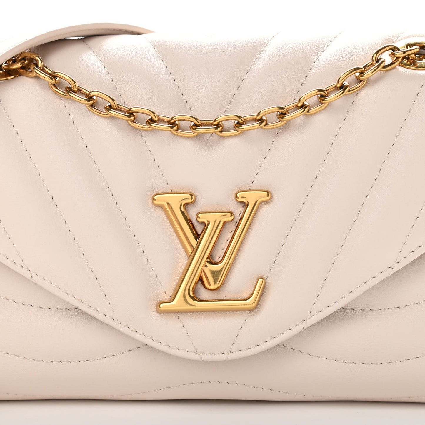 Calfskin LV New Wave Chain Bag Ivory