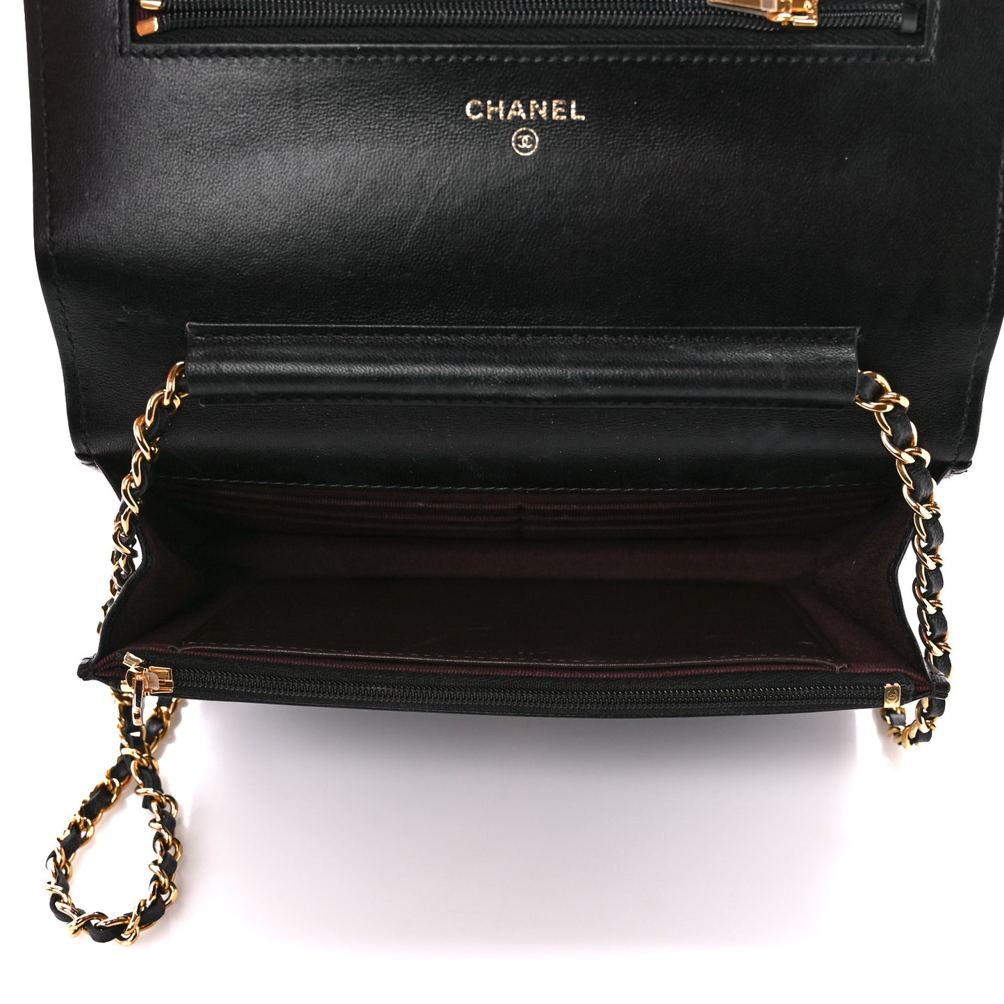 Lambskin Quilted Wallet On Chain WOC Black