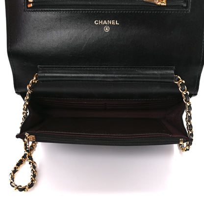 Chanel Lambskin Quilted Wallet On Chain WOC Black 5 of 12