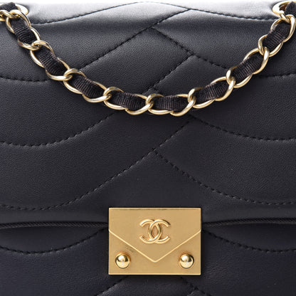 Chanel Lambskin Scallop Quilted Mini Pagoda Square Flap Black 10 of 11