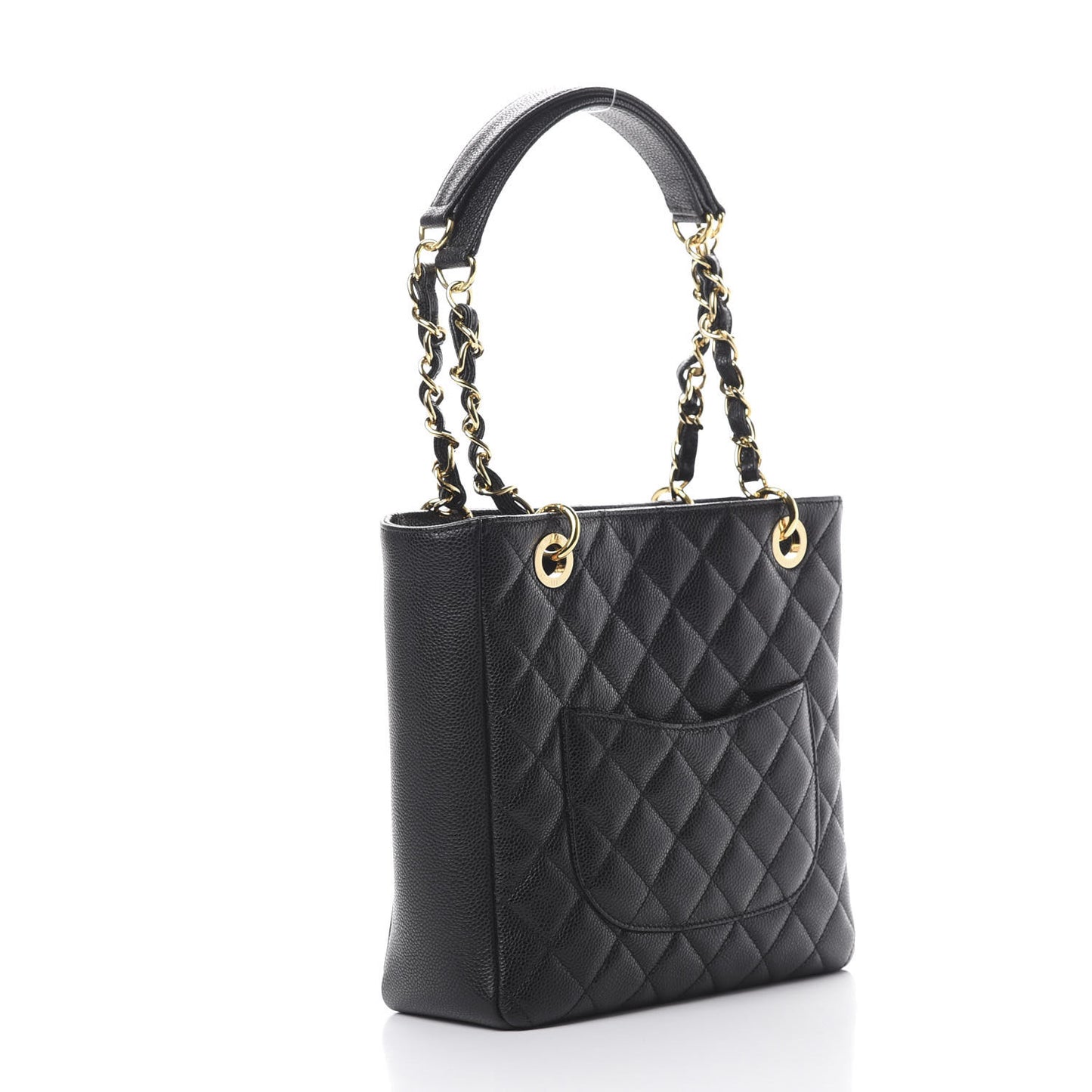 Caviar Quilted Petit Shopping Tote PST Black