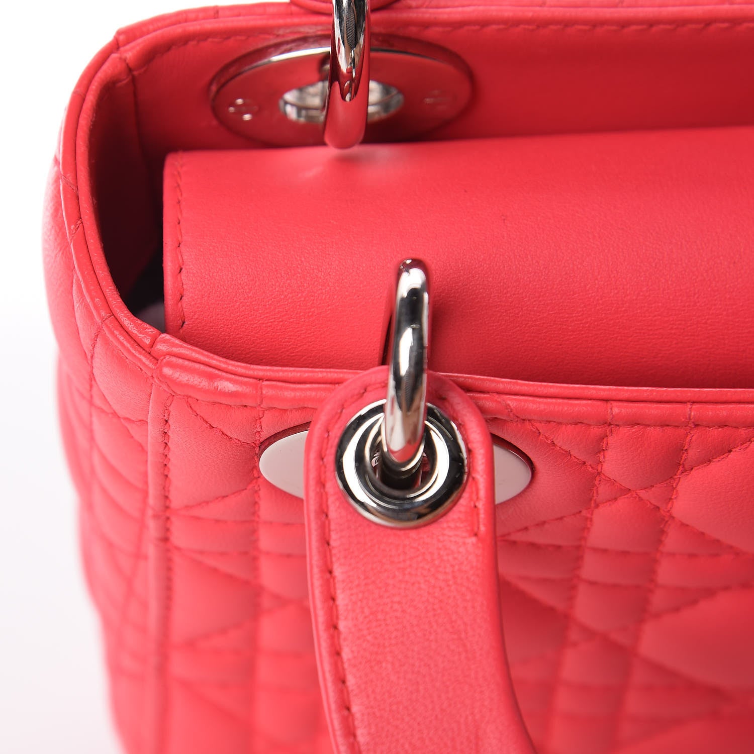 Christian Dior Lambskin Cannage Mini Lady Dior Fuchsia 10 of 15
