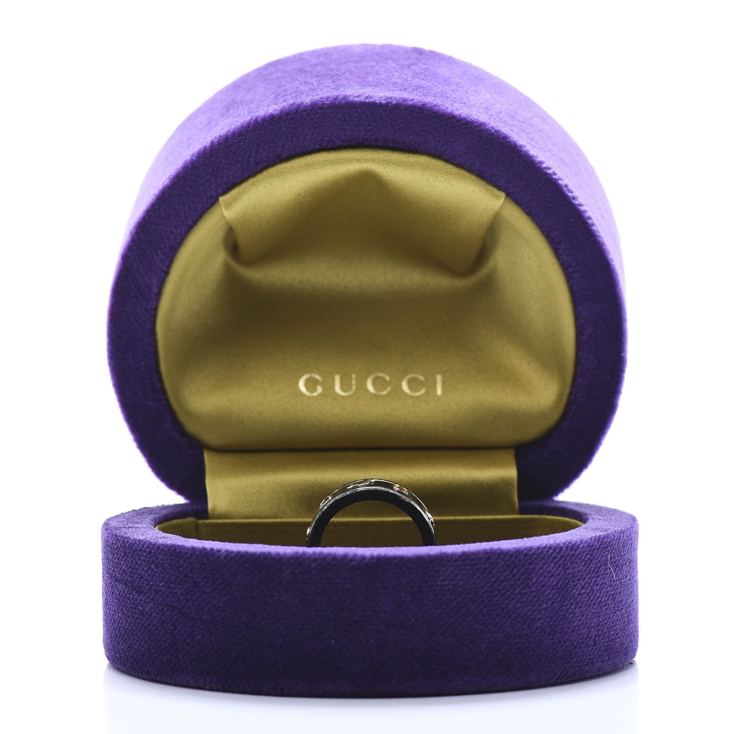 Gucci 18K Yellow Gold Ceramic Topaz Icon Band Ring 54 6.75 Black 10 of 10