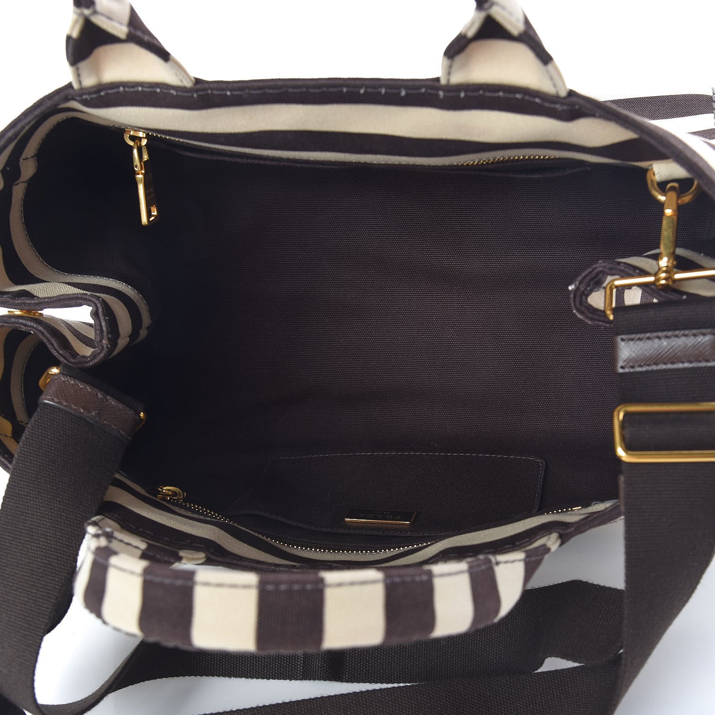 Canapa Striped Logo Tote Tabacco
