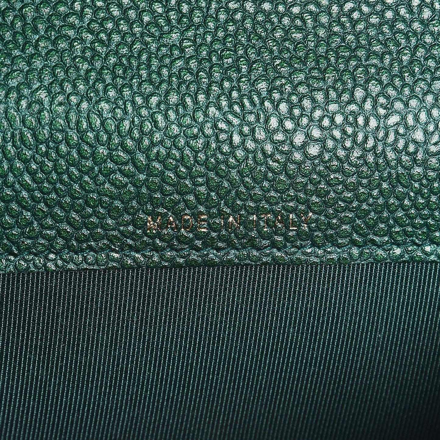 Metallic Caviar Quilted Card Holder Green