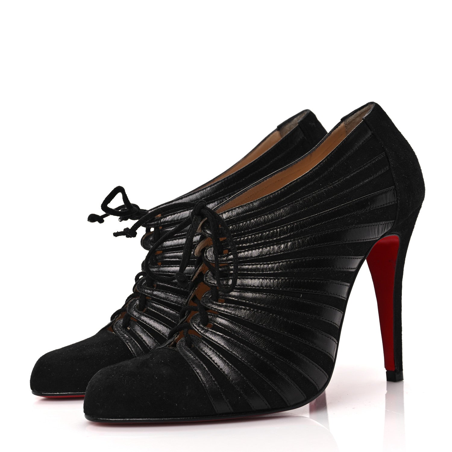 Christian Louboutin Suede Calfskin Inverness Apollo 100 Booties 36.5 Black 2 of 7