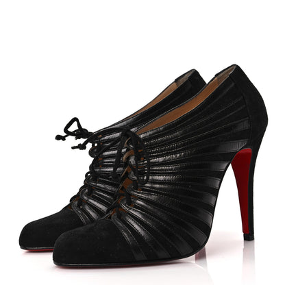 Christian Louboutin Suede Calfskin Inverness Apollo 100 Booties 36.5 Black 2 of 7