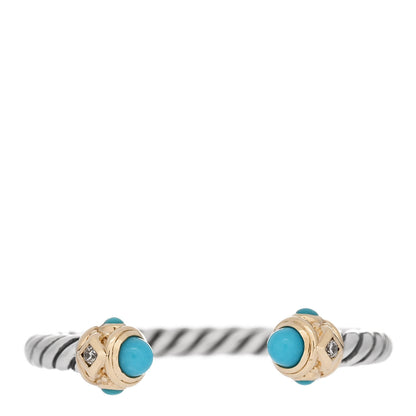 David Yurman Sterling Silver 14K Yellow Gold Diamond Turquoise Renaissance Ring 54 6.75 1 of 4