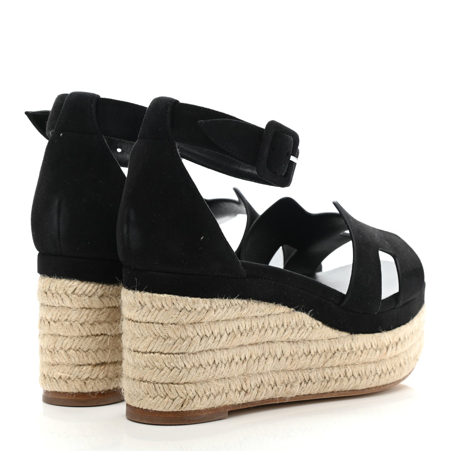 Suede Elda Espadrille Wedge Sandals 36 Black