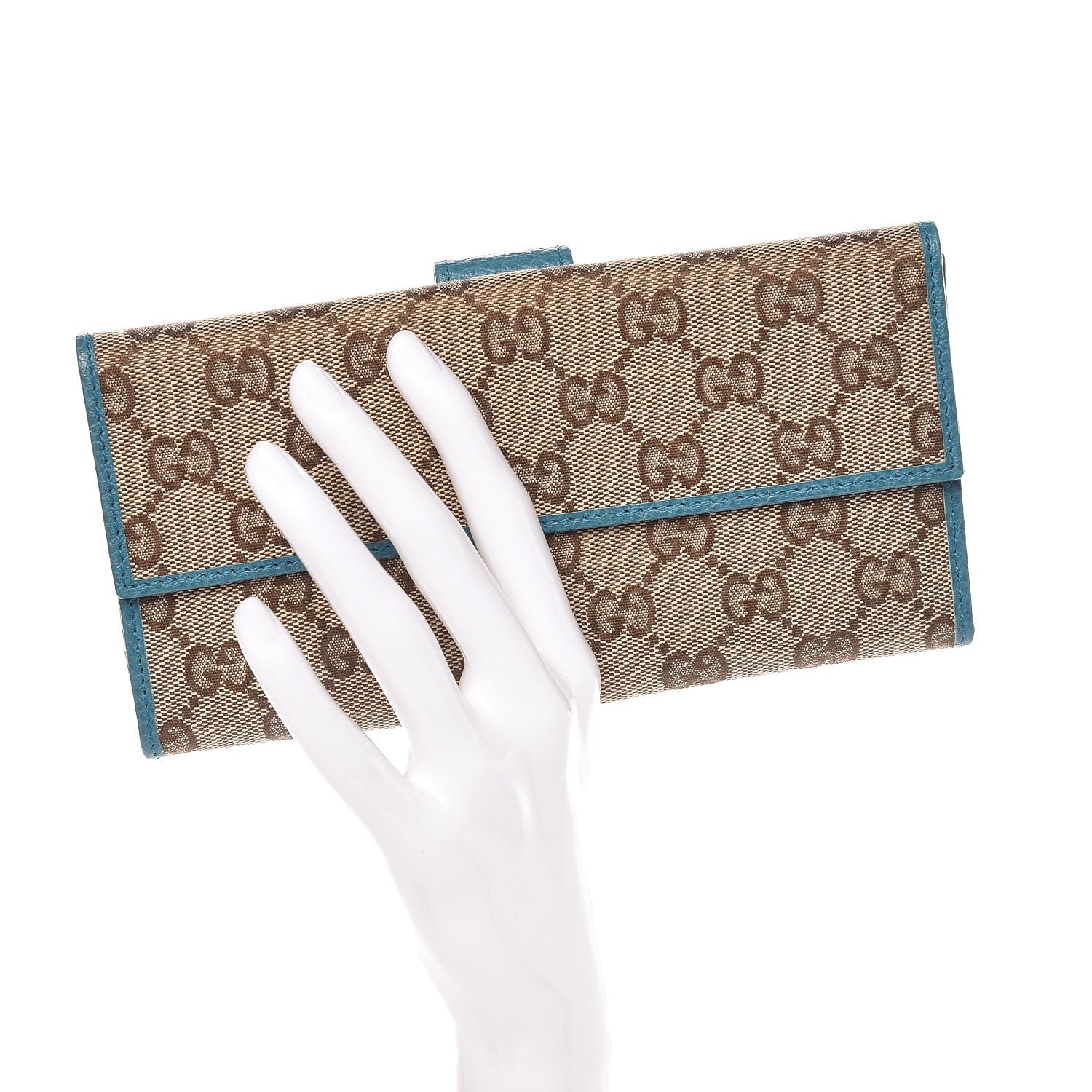 Gucci GG Plus Monogram Continental Flap Wallet Blue 2 of 8