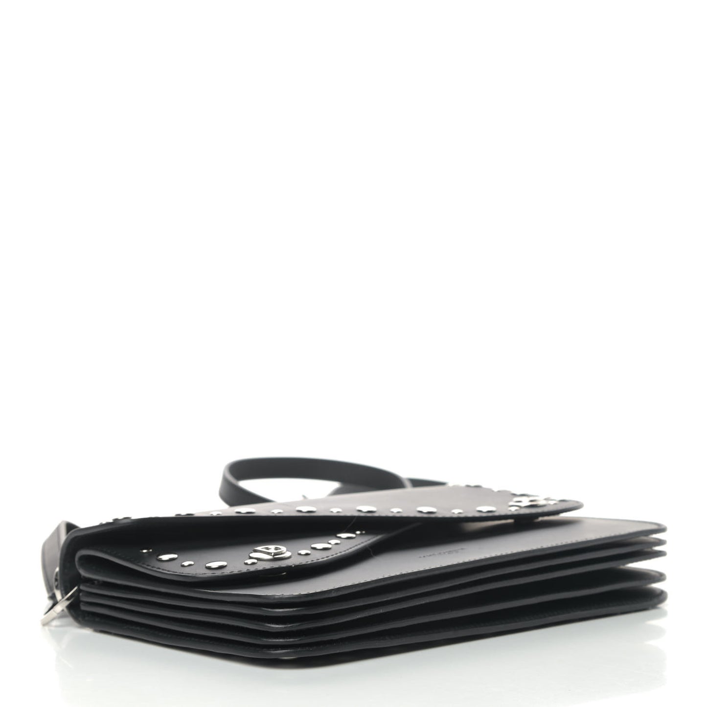 Smooth Calfskin Studded Biker Crossbody Bag Black