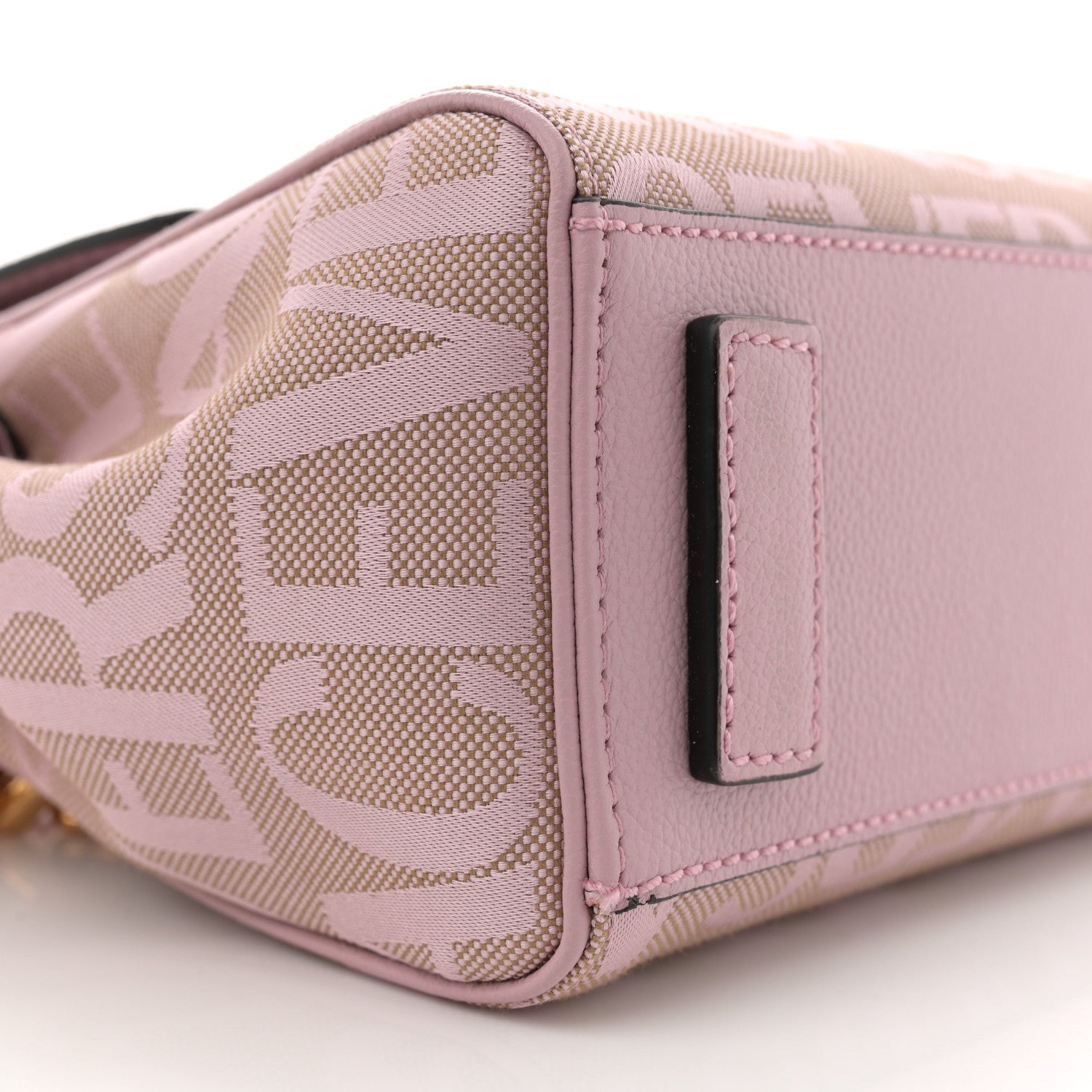 Versace Calfskin Canvas Allover La Medusa Small Top Handle Handbag Pink 8 of 11