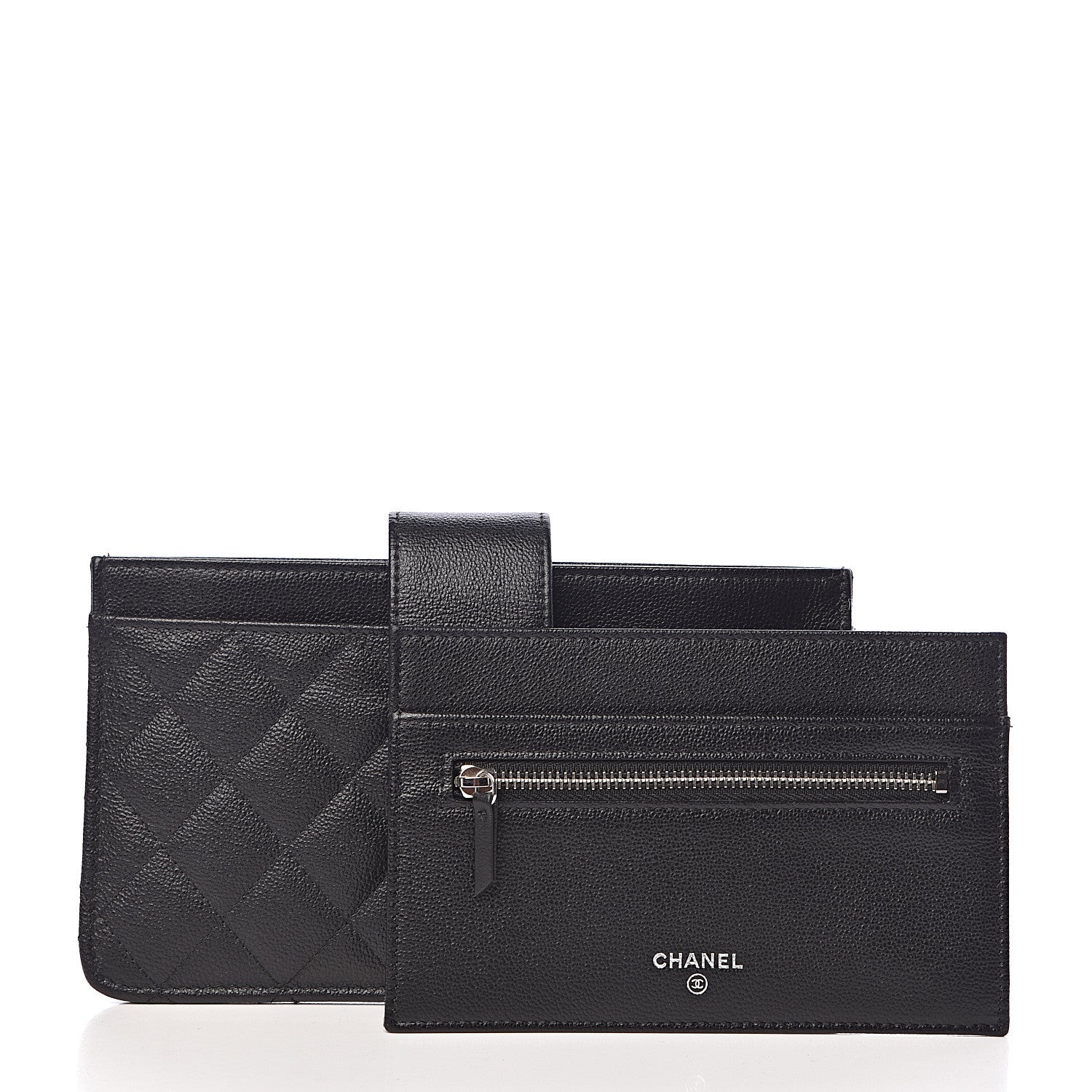 Chanel Caviar Quilted CC Box Strap Pouch Black 3 of 12
