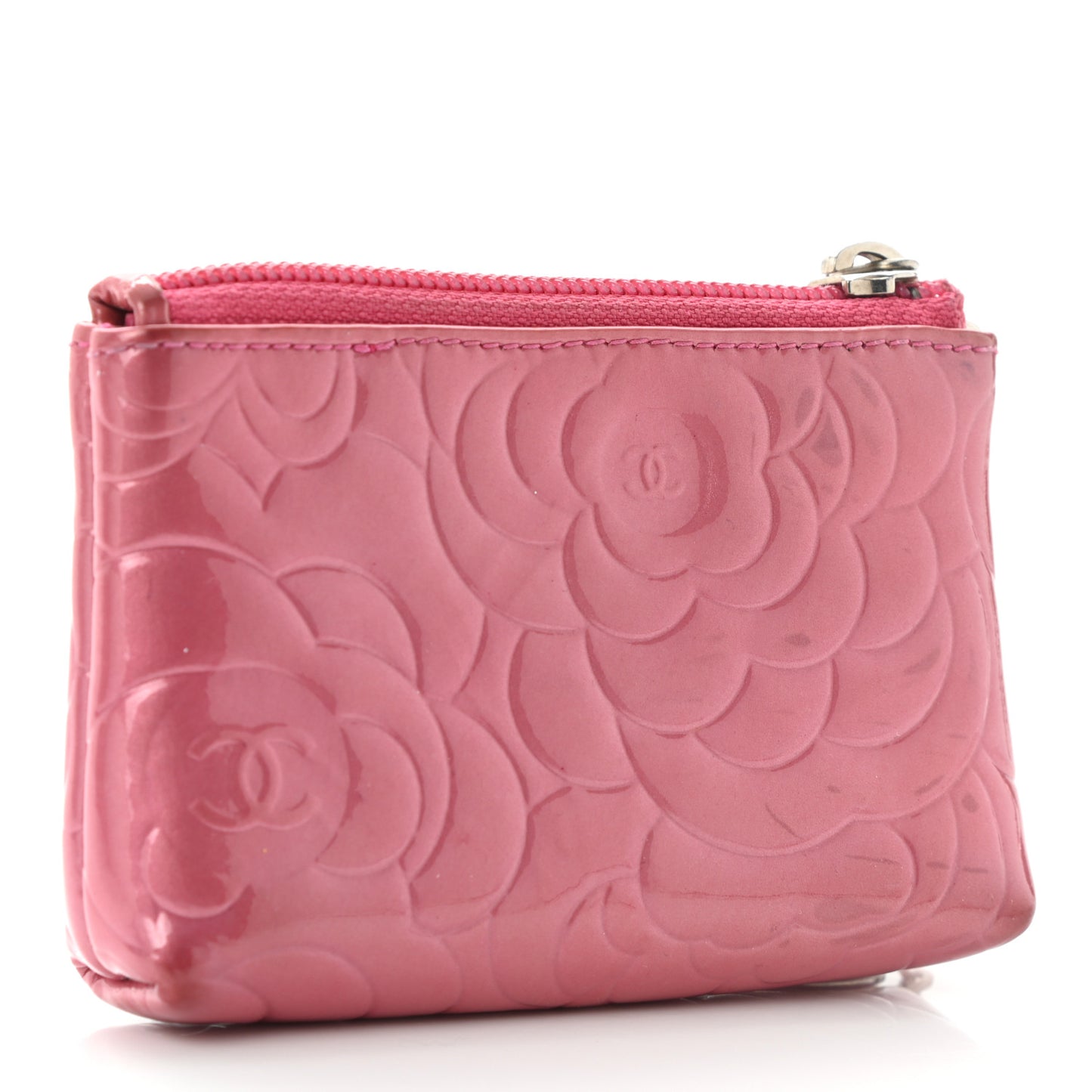 Patent Camellia Embossed Key Holder Case Rose