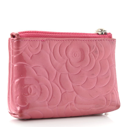 Chanel Patent Camellia Embossed Key Holder Case Rose 3 of 10