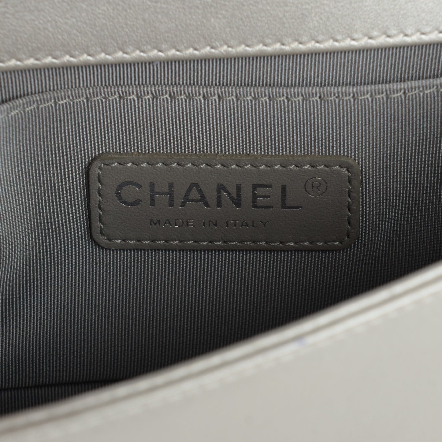 Calfskin Quilted Small Boy Flap Silver