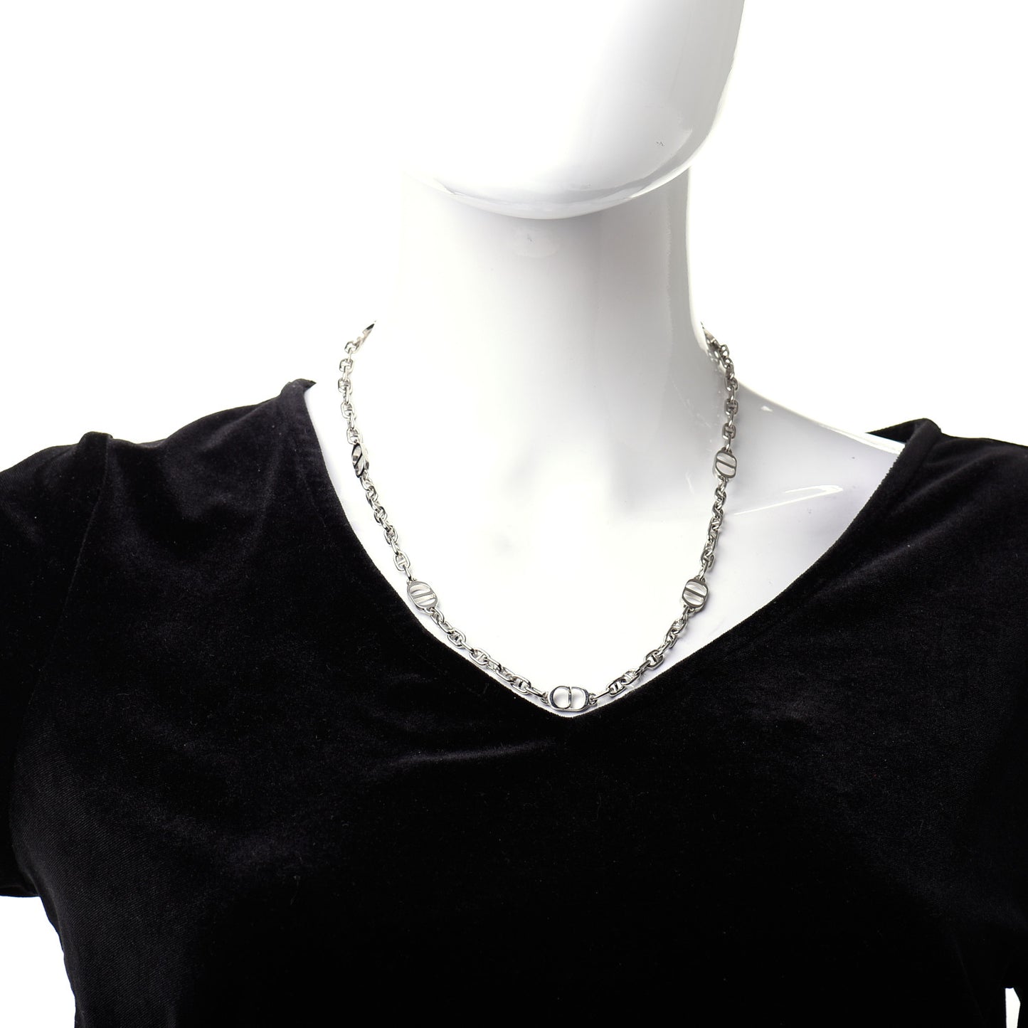 Palladium Grain De Cafe CD Chain Necklace Silver