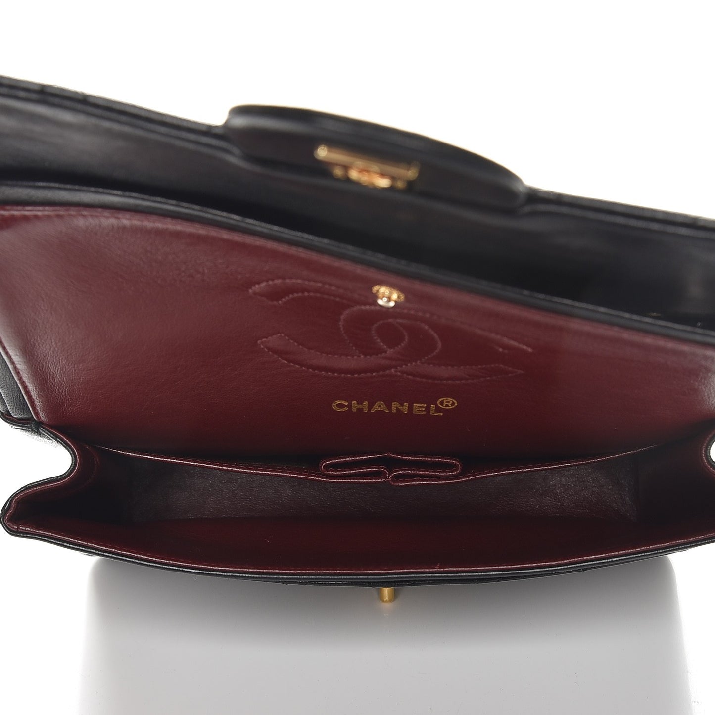 Lambskin Quilted Medium Double Flap Black