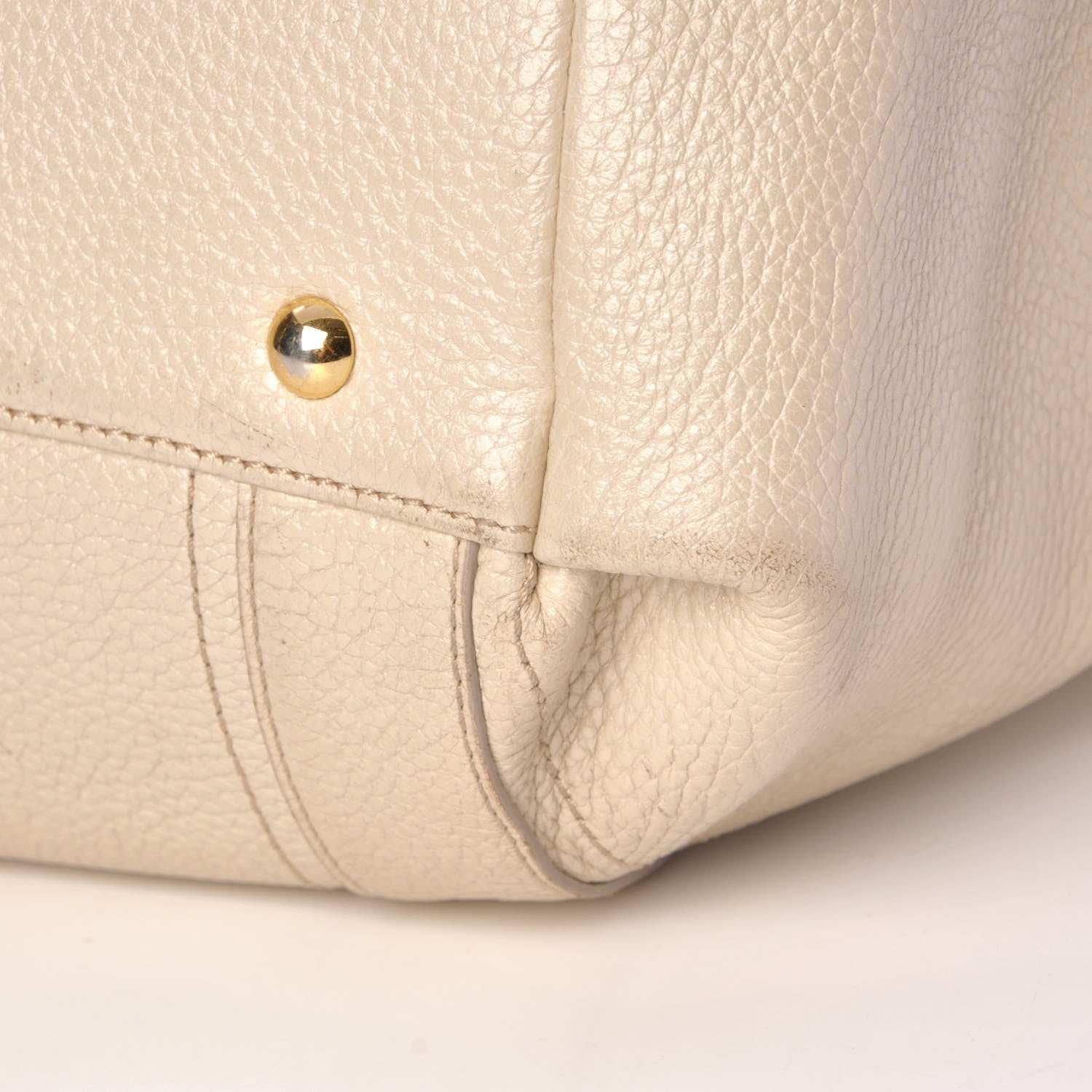 MCM Grained Calfskin Studded Tote White 16 of 19