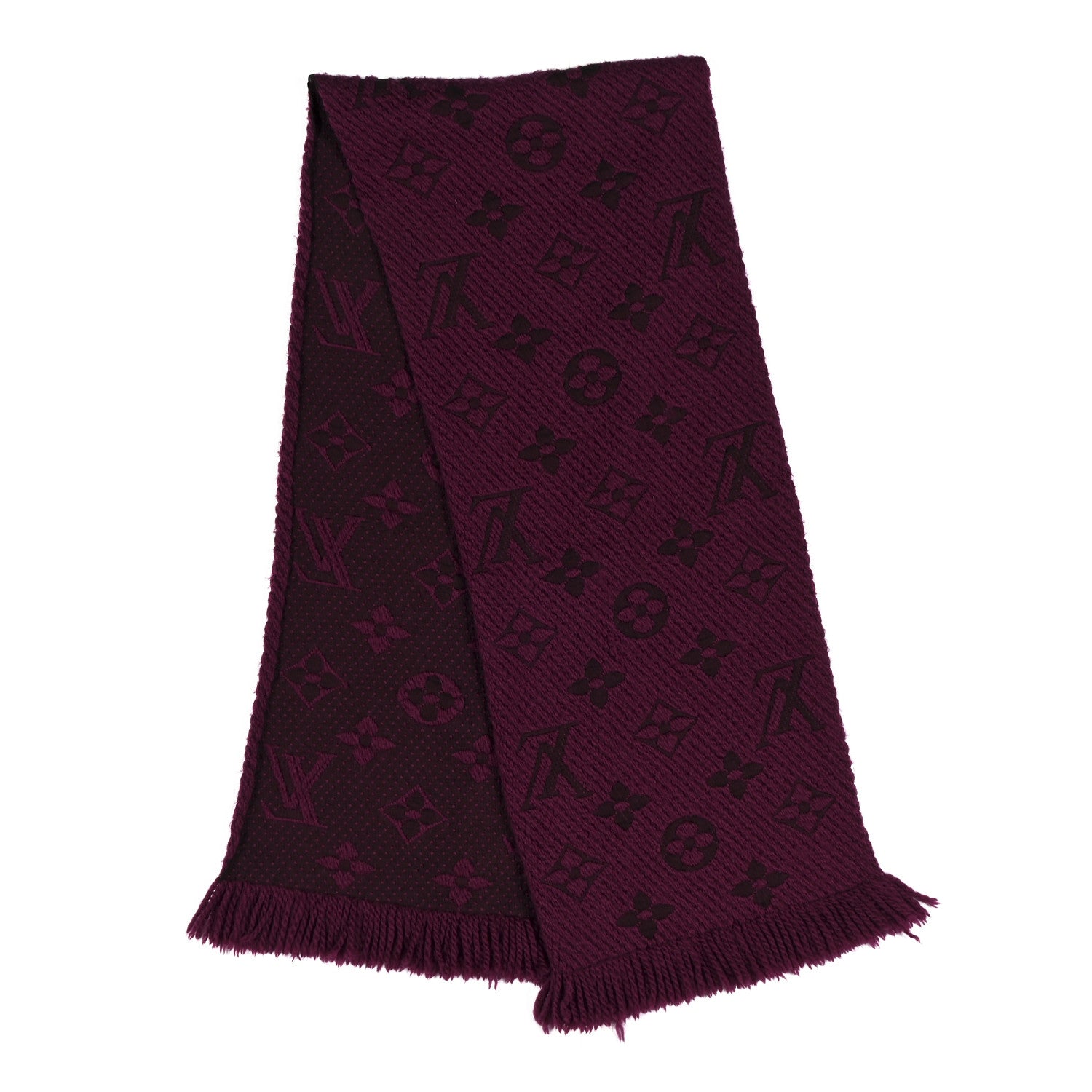 Louis Vuitton Wool Silk Logomania Scarf Cherry 2 of 3