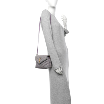 Saint Laurent Denim Y Quilted Monogram Toy Loulou Crossbody Bag Bleached Lilac 2 of 10