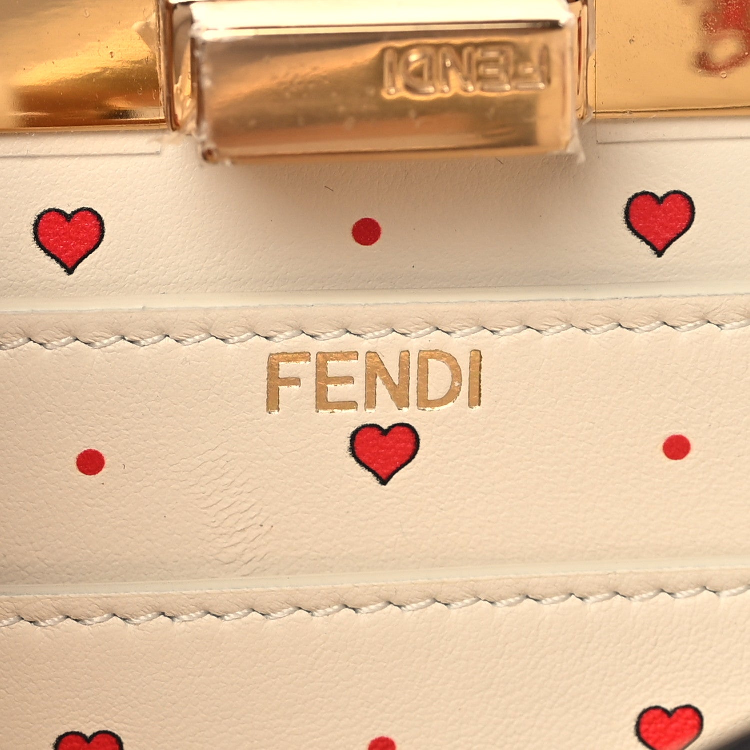Fendi Vitello Seta Nappa Chinese Valentines Day Karligraphy Small Peekaboo I SEE U Satchel Rosso Cardinale Panna 6 of 9