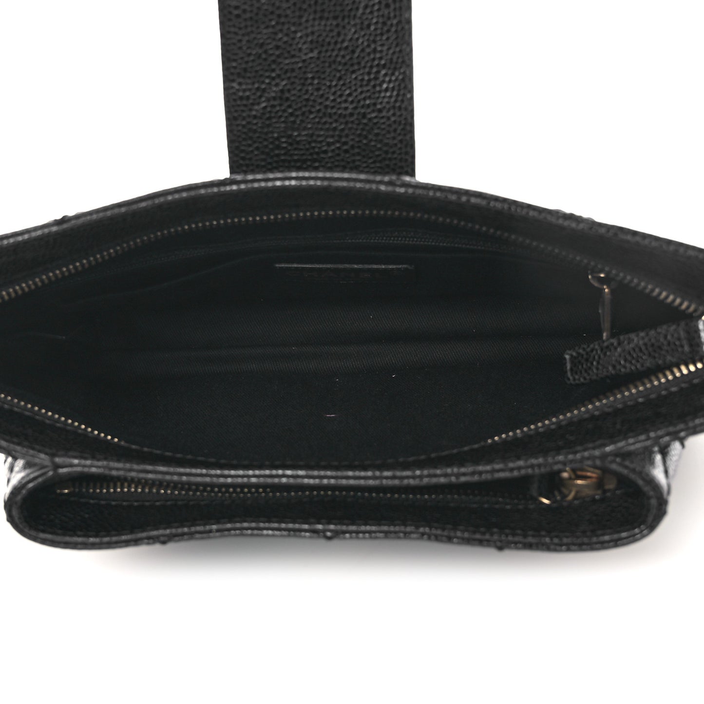 Crumpled Grained Calfskin Quilted Coco Pleats Clutch Black