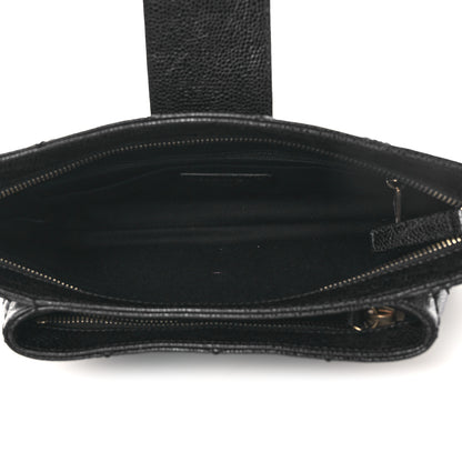 Chanel Crumpled Grained Calfskin Quilted Coco Pleats Clutch Black 5 of 12