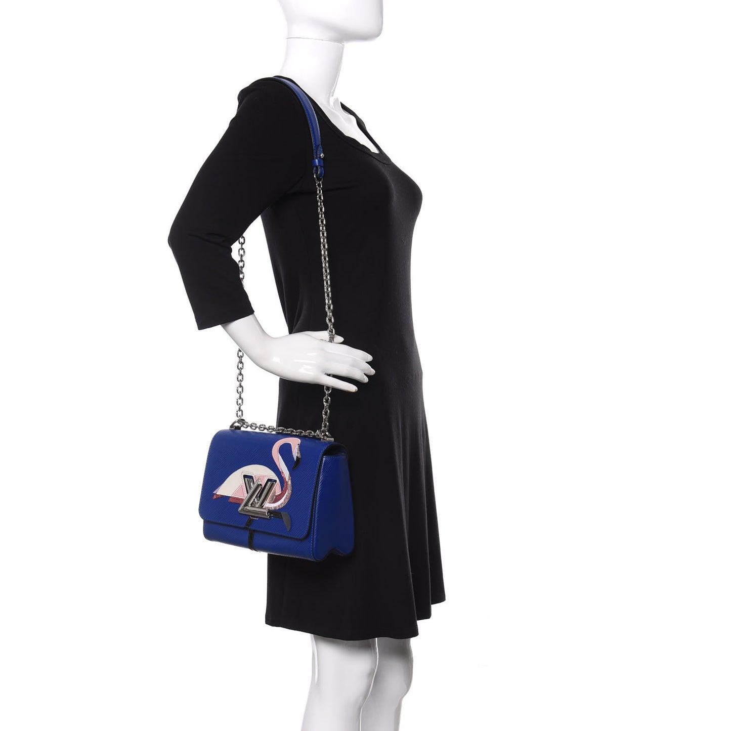 Epi Flamingo Twist Shoulder Bag MM Blue