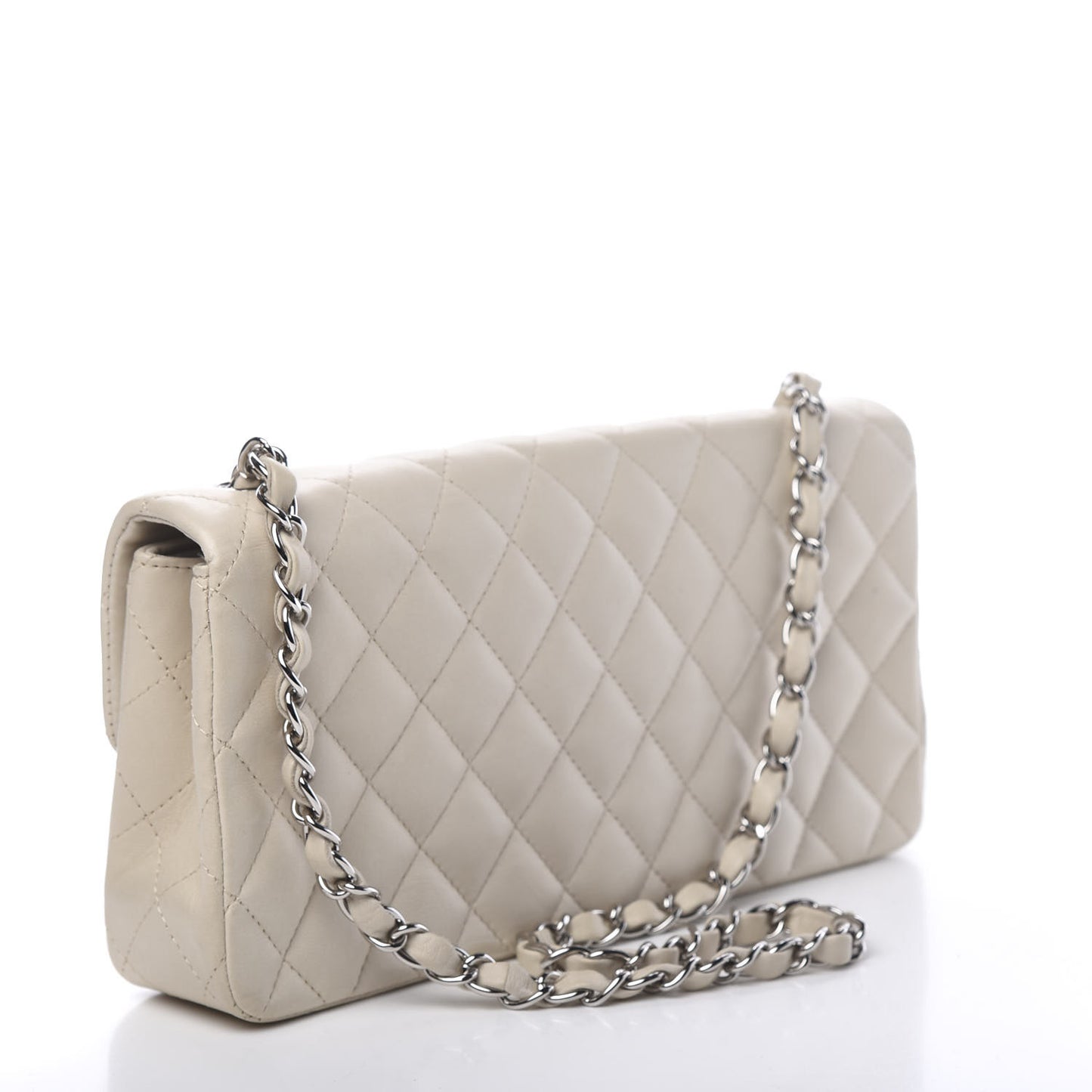 Lambskin Quilted East West Flap White