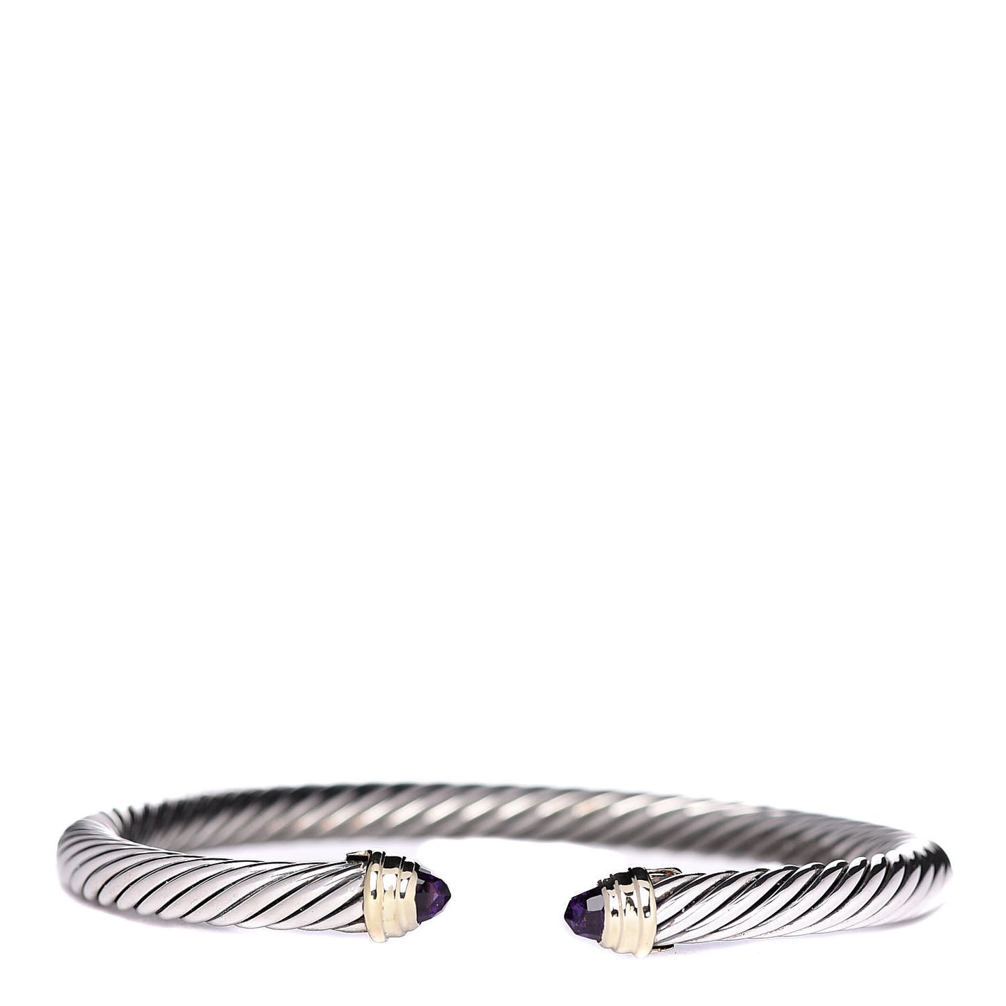 Sterling Silver 14K Yellow Gold Amethyst 5mm Cable Classics Petite Color Bracelet