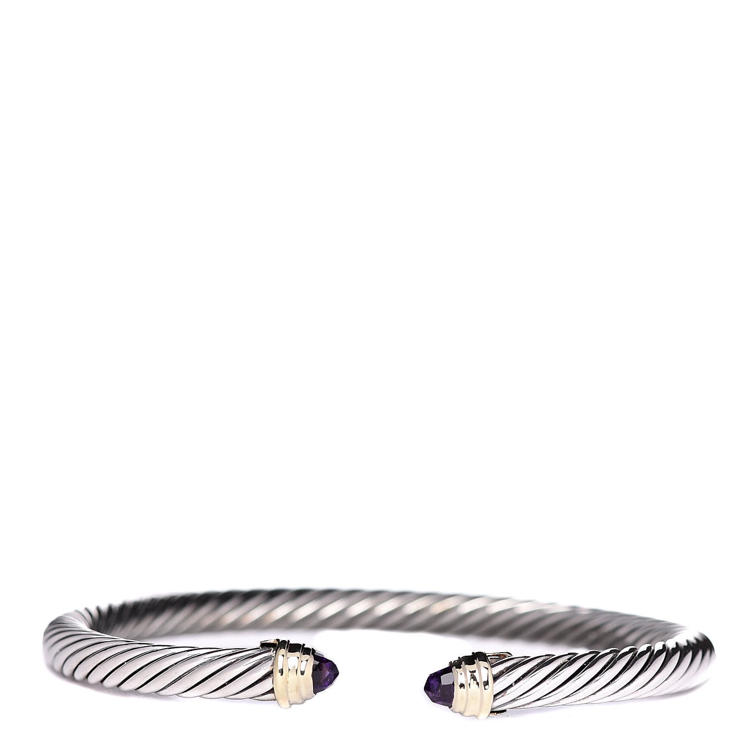 David Yurman Sterling Silver 14K Yellow Gold Amethyst 5mm Cable Classics Petite Color Bracelet 1 of 5